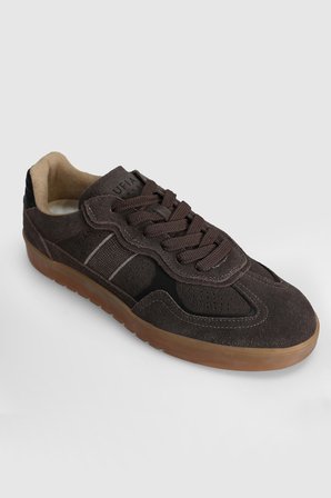 Alex Erkek Deri Sneaker Ayakkabı Kahverengi