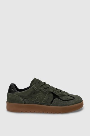 Alex Erkek Deri Sneaker Ayakkabı Haki