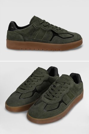 Alex Erkek Deri Sneaker Ayakkabı Haki