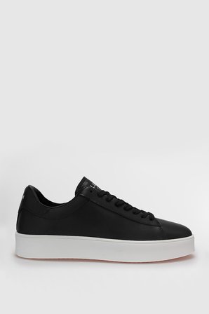 Anton Erkek Deri Sneaker Ayakkabı Siyah