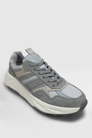 Eduard Erkek Deri Sneaker Ayakkabı Gri