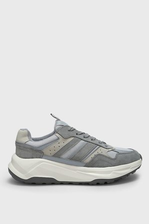 Eduard Erkek Deri Sneaker Ayakkabı Gri