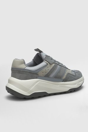 Eduard Erkek Deri Sneaker Ayakkabı Gri