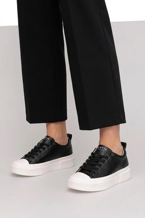 LUFIAN 121230087 Mia Kadın Hakiki Deri Klasik Sneaker Siyah