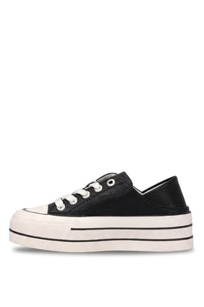 LUFIAN 121230091 Pamela Kadın Hakiki Deri Klasik Sneaker Siyah