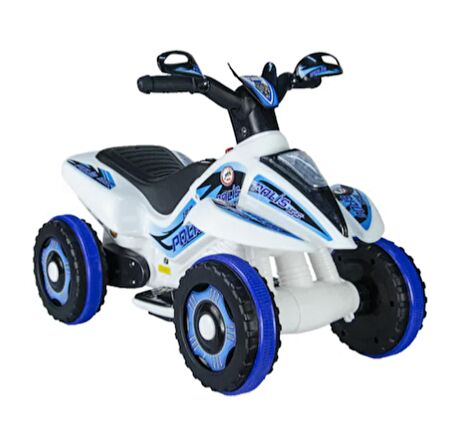 Uj Toys Polis 155 Müzikli Ve Işıklı 6 V Akülü Atv Beyaz - Mavi