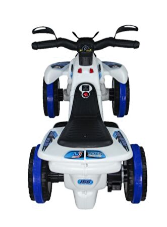 Uj Toys Polis 155 Müzikli Ve Işıklı 6 V Akülü Atv Beyaz - Mavi