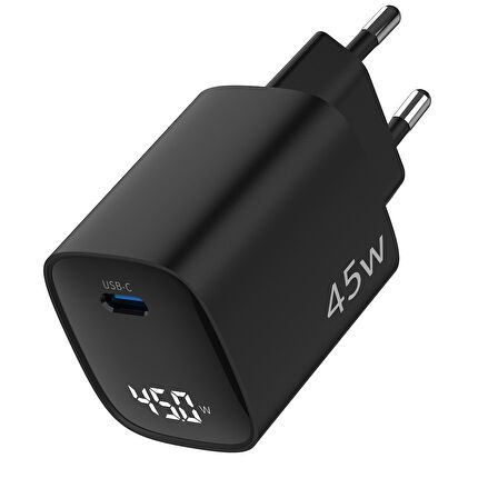 Juo 45W GaN Led Ekranlı Type-C PD Şarj Cihazı iPad & Android & Notebook Uyumlu Şarj Aleti