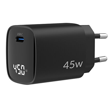 Juo 45W GaN Led Ekranlı Type-C PD Şarj Cihazı iPad & Android & Notebook Uyumlu Şarj Aleti