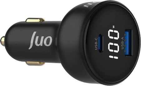 Juo 100W Led Ekranlı Type-C + USB-A Araç Şarj Aleti iPhone & Android & Notebook Araç içi Şarj Cihazı
