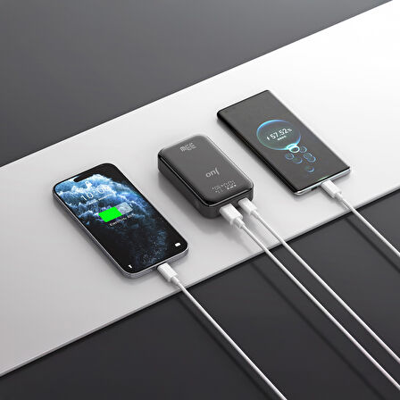 Juo 10000mAh 33W LED Watt Amper Göstergeli USB-A + Type-C Powerbank Taşınabilir Hızlı Şarj Cihazı