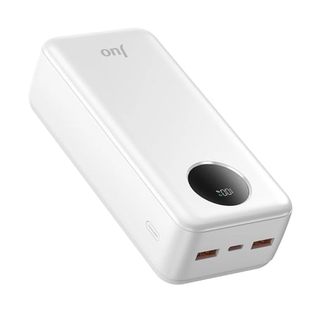 Juo 30000mAh 22.5W Dijital Led Ekranlı Taşınabilir Hızlı Şarj Cihazı Powerbank Beyaz