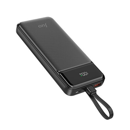Juo 10000mAh 22.5W Led Ekranlı Lightning ve Type-C Kablolu Powerbank Taşınabilir Hızlı Şarj Cihazı Siyah