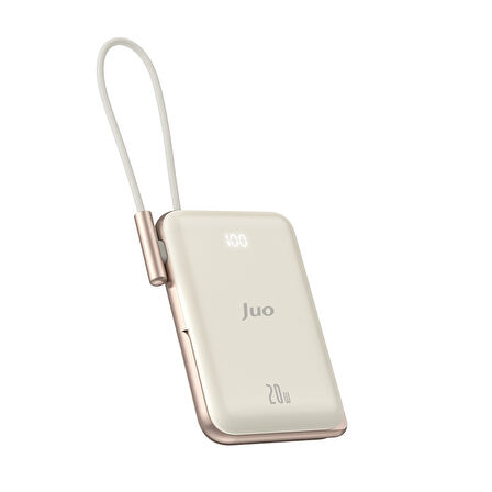 Juo Magsafe Powerbank 10000mAh Standlı 20W Dahili Type-C Kablolu Taşınabilir Hızlı Şarj Cihazı Beyaz