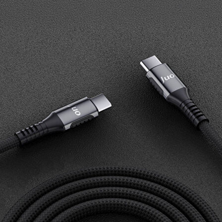 Juo 60W USB Type-C to Type-C Örgülü PD Hızlı Şarj ve Data Kablosu 1 Metre
