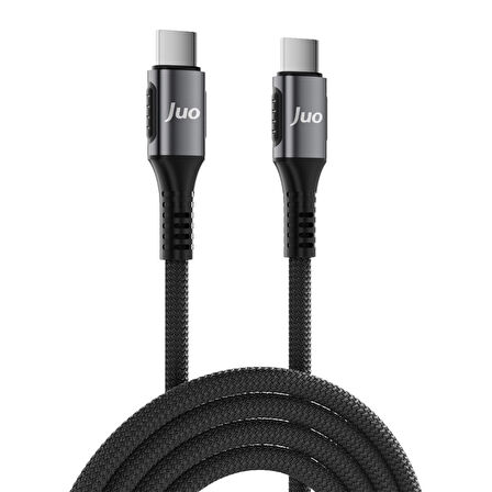 Juo 100W 5A E-Mark Çipli PD Type-C to Type-C Örgülü Hızlı Şarj ve Data Kablosu 1 Metre