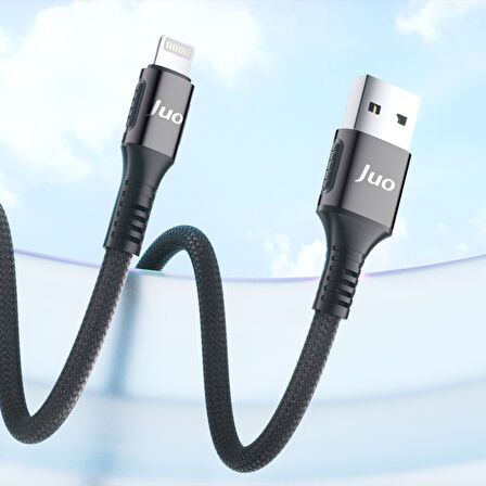 Juo 12W 2.4A USB-A to Lightning Apple iPhone iPad Örgülü Hızlı Şarj ve Data Kablosu 1 Metre