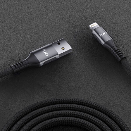 Juo 12W 2.4A USB-A to Lightning Apple iPhone iPad Örgülü Hızlı Şarj ve Data Kablosu 1 Metre