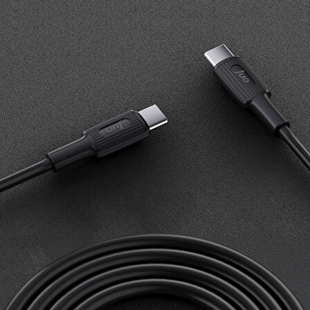 Juo 60W USB Type-C to Type-C Silikon Hızlı Şarj ve Data Kablosu Siyah 1 Metre