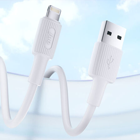 Juo 12W 2.4A USB-A to Lightning iPhone iPad Silikon Hızlı Şarj ve Data Kablosu Beyaz 1 Metre