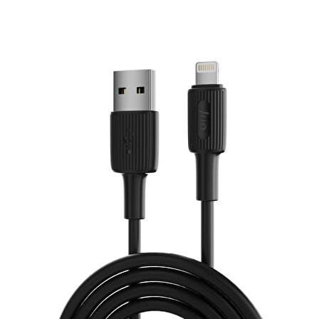 Juo 12W 2.4A USB-A to Lightning iPhone iPad Silikon Hızlı Şarj ve Data Kablosu Siyah 1 Metre