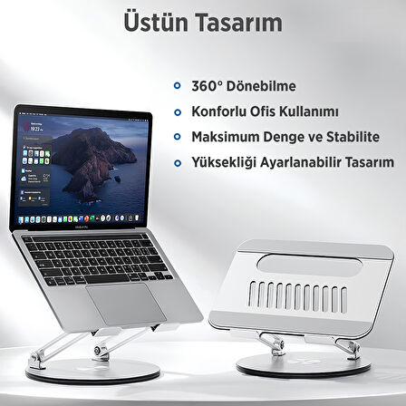 Juo 360° Dönebilen Yükseklik Ayarlı Metal Notebook Laptop Standı