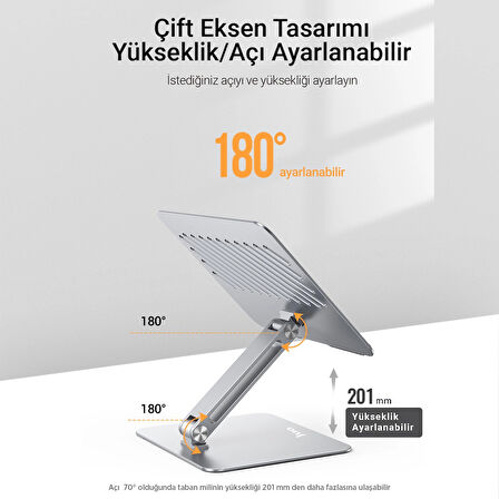 Juo Alüminyum Notebook Standı Yükseklik ve Eğim Ayarlı Ergonomik Metal Laptop Standı