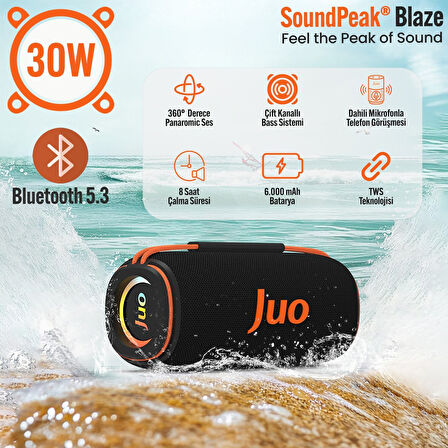 Juo SoundPeak Blaze 30W RGB Bluetooth Hoparlör Kablosuz Taşınabilir Speaker
