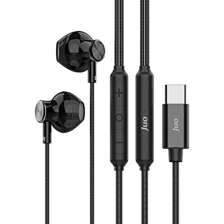 Juo Type-C Mikrofonlu Kablolu Kulak İçi Kulaklık Metal DAC Çip Destekli ENC Gürültü Engelleme