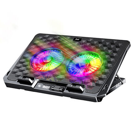 Juo Odin RGB Işıklı Gaming 2200RPM Çift Fan LED Display Laptop Notebook Soğutucu Stand