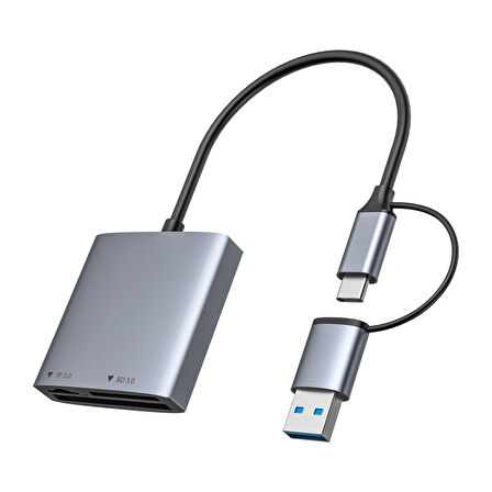 Juo USB 3.2 ve Type-C 3'ü 1 Arada SD / CF / TF Micro SD Hafıza Kart Okuyucu