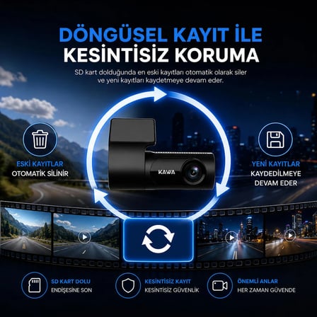 Kawa D6 2K 1440P WiFi Araç Kamerası 145° Geniş Açı WDR Ön Kamera