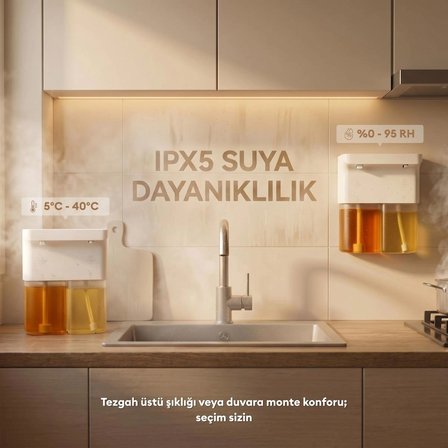 Pizen Bloom Duo Çift Hazneli Otomatik Sensörlü Şarjlı Sıvı Sabunluk 3 Kademeli Ipx5 Suya Dayanıklı