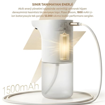 Pizen Bloom Otomatik Sensörlü Köpük Sıvı Sabunluk - Şarjlı - 2 Kademeli Akış - Ipx5 Suya Dayanıklı