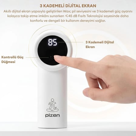 Pizen Wax 6 Bıçaklı USB Şarjlı Taşınabilir Tüy ve Tiftik Temizleyici 3 Kademeli Dijital Gösterge 2 Yedek Bıçak