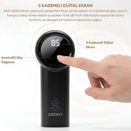 Pizen Wax 6 Bıçaklı USB Şarjlı Taşınabilir Tüy ve Tiftik Temizleyici 3 Kademeli Dijital Gösterge 2 Yedek Bıçak
