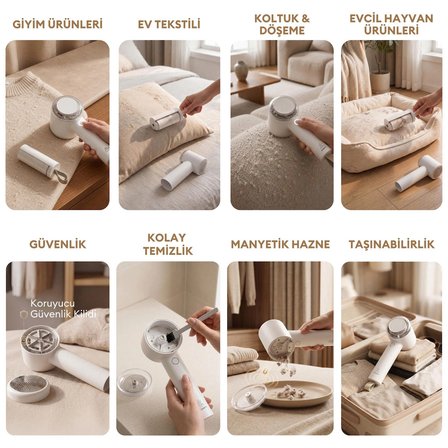 Pizen Wax Pro 6 Bıçaklı USB Şarjlı Tüy ve Tiftik Temizleme Makinesi Dahili Tüy Toplama Rulosu 2’si 1 Arada
