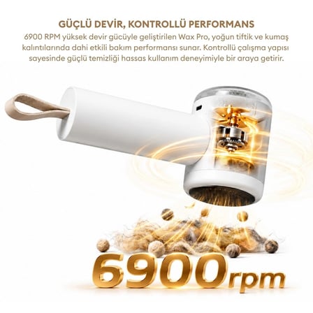 Pizen Wax Pro 6 Bıçaklı USB Şarjlı Tüy ve Tiftik Temizleme Makinesi Dahili Tüy Toplama Rulosu 2’si 1 Arada