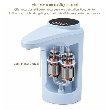 Pizen Flow USB Şarjlı Otomatik Damacana Su Pompası Tds Ölçer 250ML 500ML 1l 2l Ölçü Özellikli