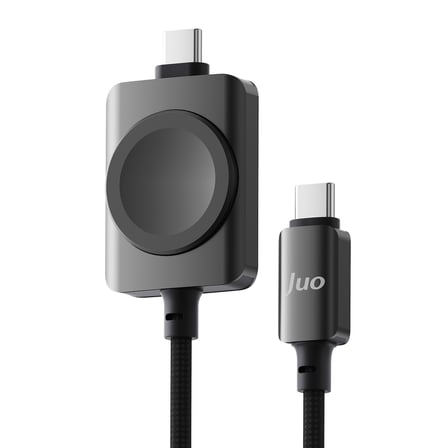 Juo 100W Type-C to Type-C Hızlı Şarj Kablosu Apple Watch Uyumlu Manyetik Şarj Özellikli 2'si 1 Arada Kablo 1.2 Metre