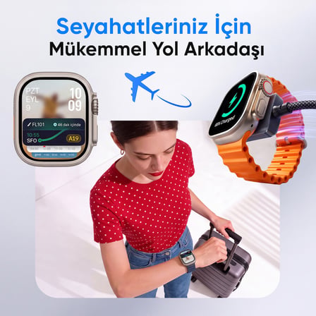 Juo 100W Type-C to Type-C Hızlı Şarj Kablosu Apple Watch Uyumlu Manyetik Şarj Özellikli 2'si 1 Arada Kablo 1.2 Metre