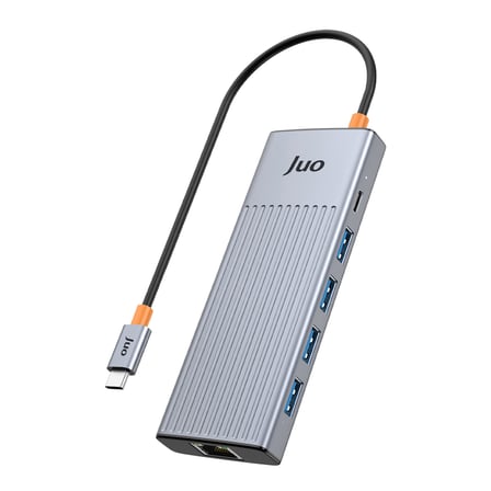 Juo Type-C 9 Portlu Dual 4K 60Hz HDMI MST Gigabit Ethernet Dönüştürücü 100W PD 4*USB 3.2 Çoklayıcı Hub