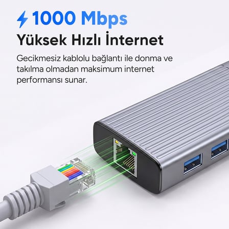 Juo Type-C 9 Portlu 4K 60Hz HDMI Gigabit Ethernet Dönüştürücü SD MicroSD Kart Okuyucu 100W PD 3*USB 3.2 Çoklayıcı Hub