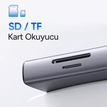 Juo Type-C 7 Portlu 4K 60Hz HDMI SD MicroSD Kart Okuyucu 100W PD Type-C ve 2*USB 3.2 Çoklayıcı Hub Dönüştürücü