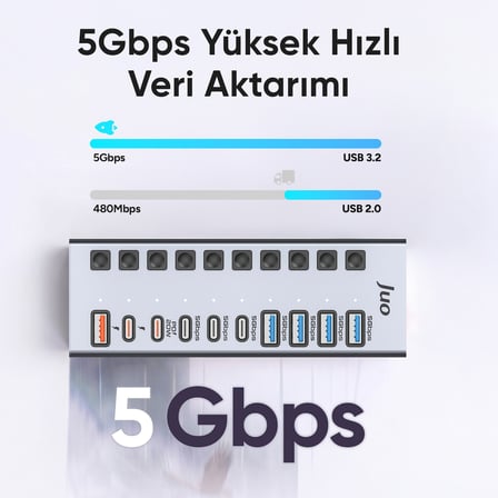 Juo USB-A 10 Portlu Anahtarlı 5*USB-A 5*Type-C 5Gbps PD Hızlı Şarj Destekli USB 3.1 Çoklayıcı Dönüştürücü Hub