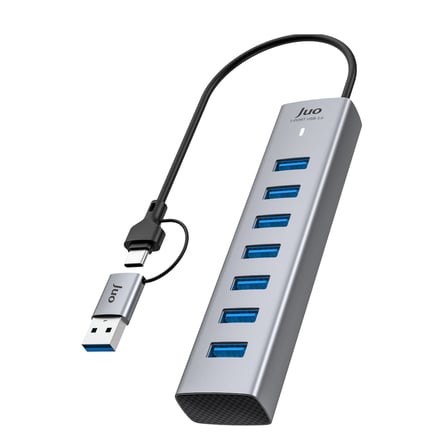 Juo Type-C ve USB-A 7 Portlu 7*USB 3.0 5Gbps USB Hub Çoklayıcı Dönüştürücü
