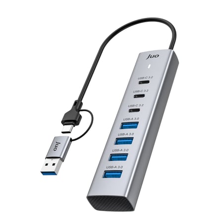 Juo Type-C ve USB-A 7 Portlu 4*USB-A 3*Type-C 5Gbps USB 3.2 Çoklayıcı Hub Dönüştürücü