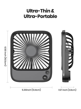 Warmco D2 5000mAh Şarjlı Masaüstü Vantilatör Dijital Göstergeli Taşınabilir Ultra İnce Soğutucu Fan Beyaz