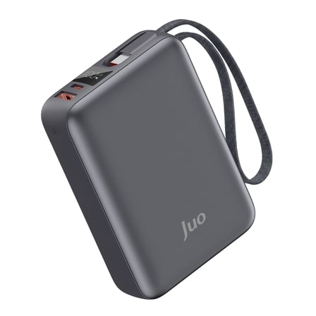 Juo 20000mAh 45W LED Ekranlı USB-A + Type-C Dahili Kablolu Powerbank Taşınabilir PD Hızlı Şarj Cihazı