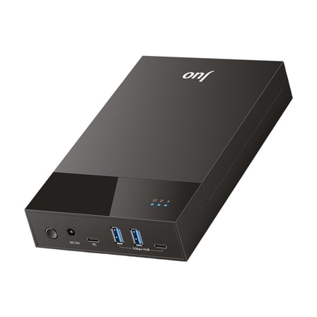 Juo JHD40 2.5" ve 3.5" İnç SATA HDD SSD Harici Disk Kutusu, USB 3.1 Type-C 5Gbps, 3 Port USB Hub, 24TB Destekli